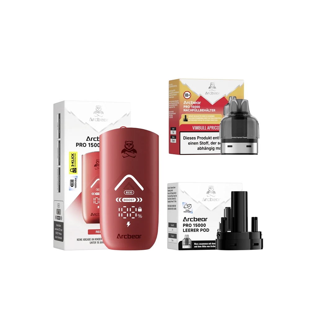 ArcBear Pro 15000 Starter-Set 5er Gerät + Pod- (20mg) Vimbull Apricot Peach