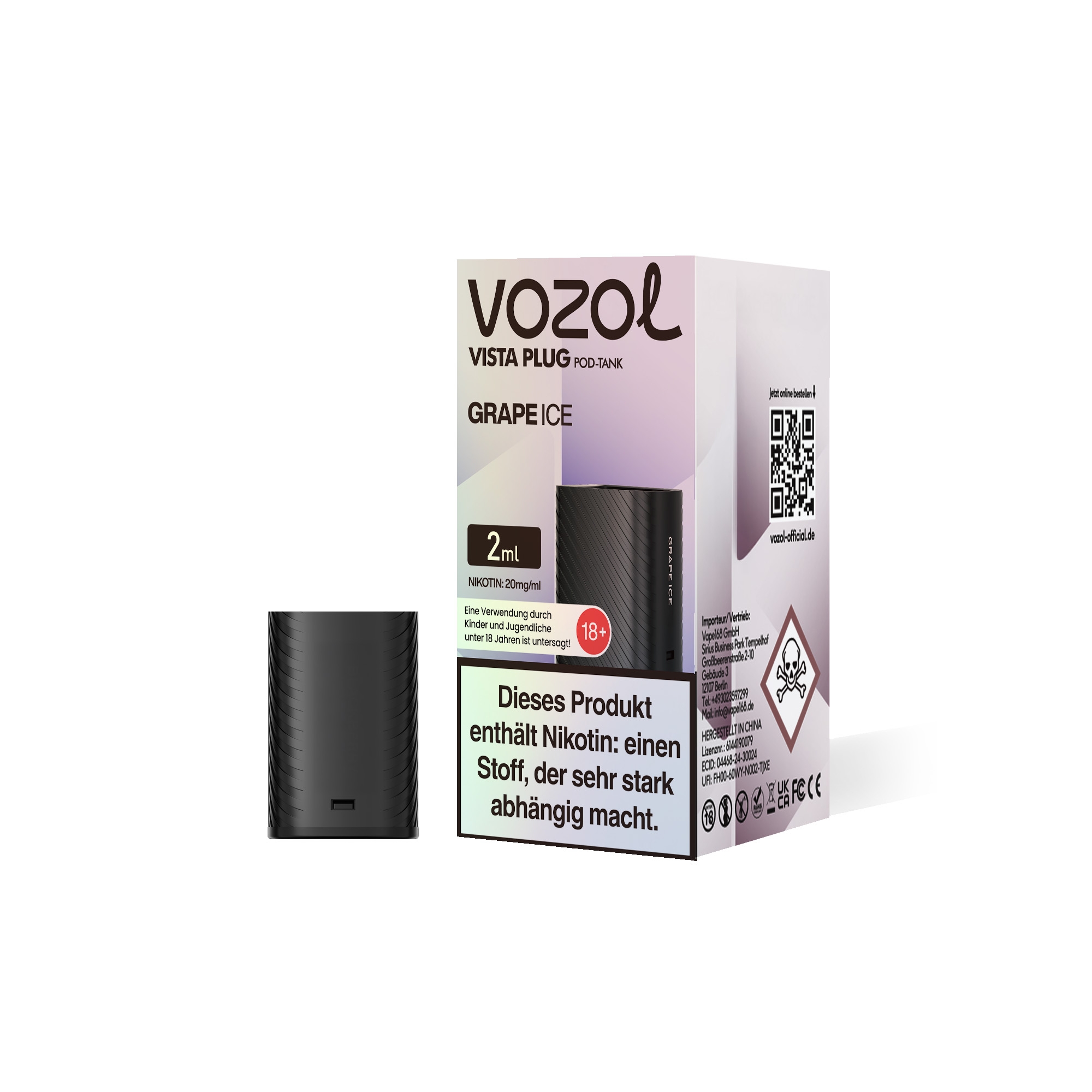 Vozol Vista Plug Verdampfer Pod 2ml - Grape Ice
