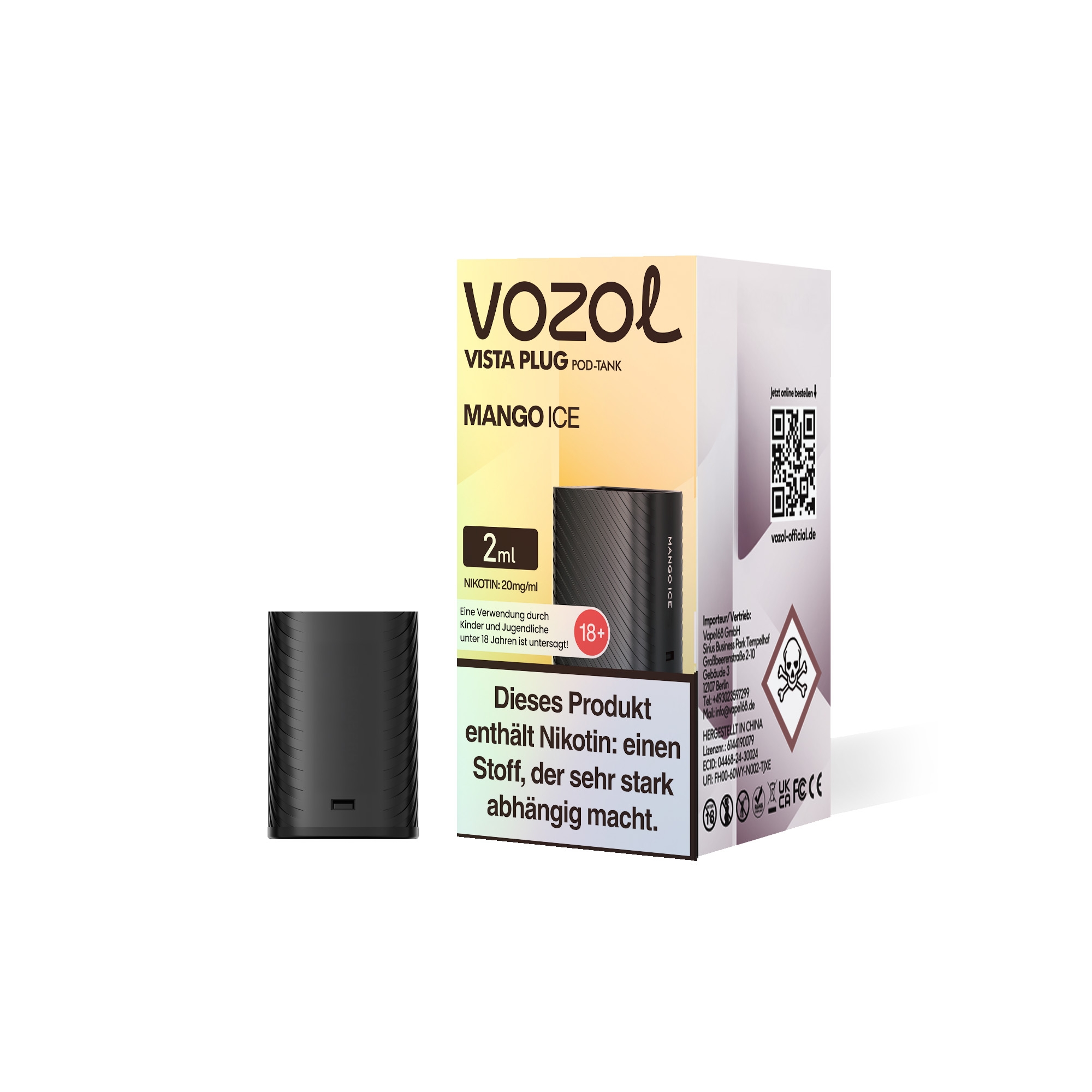 Vozol Vista Plug Verdampfer Pod 2ml - Mango Ice