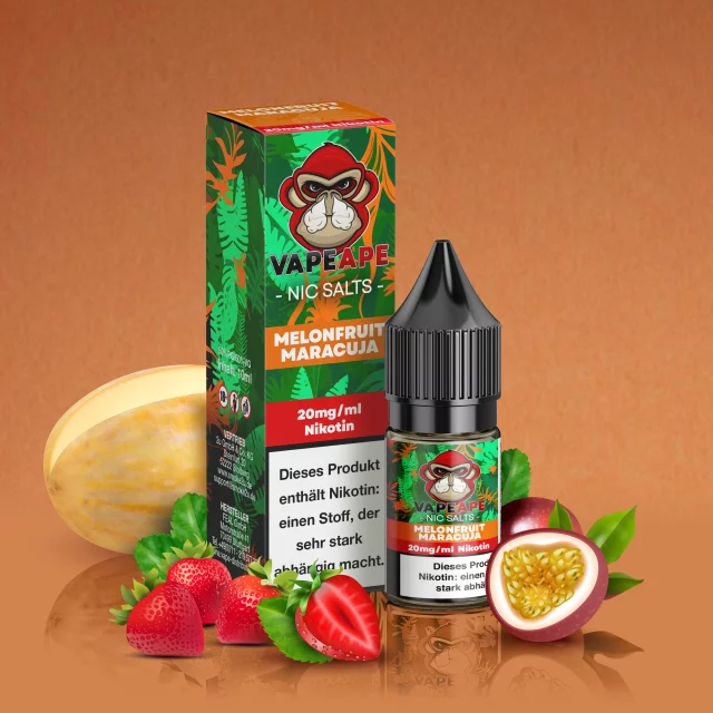 VapeApe Nic Salt Liquid 20mg - Melonfruit Maracuja 