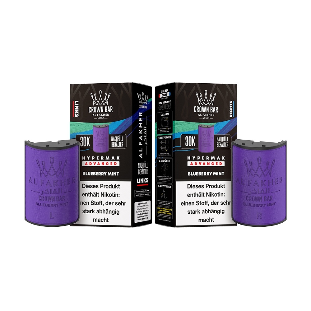 Al Fakher 30K Hypermax Tank Set - Blueberry Mint Al Fakher 30K Hypermax Tank Set - Blueberry Mint