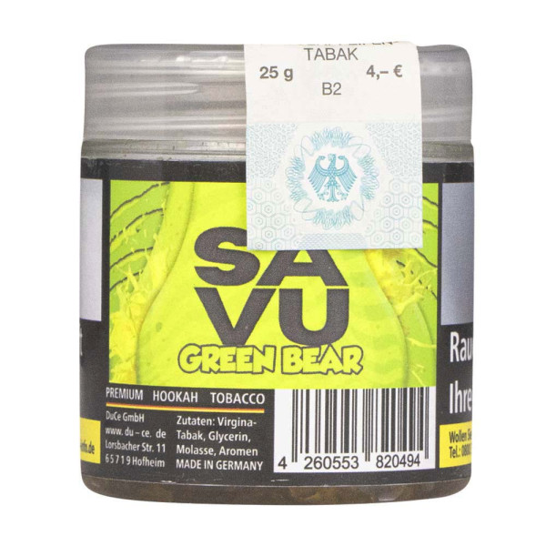 Savu Premium Tobacco 25g - Green Bear