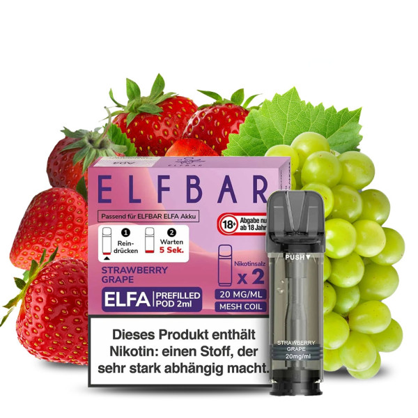 Elfbar ELFA Prefilled POD (2stk) - Strawberry Grape 20mg