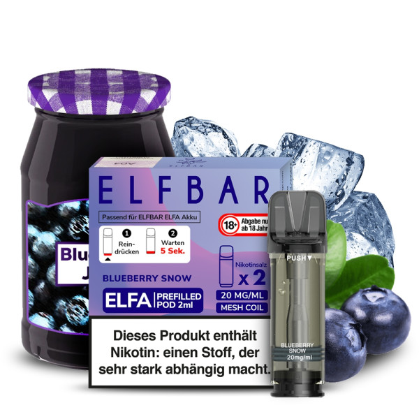 Elfbar ELFA Prefilled POD (2stk) - Berry Snoow(Blueberry Snoow) 20mg