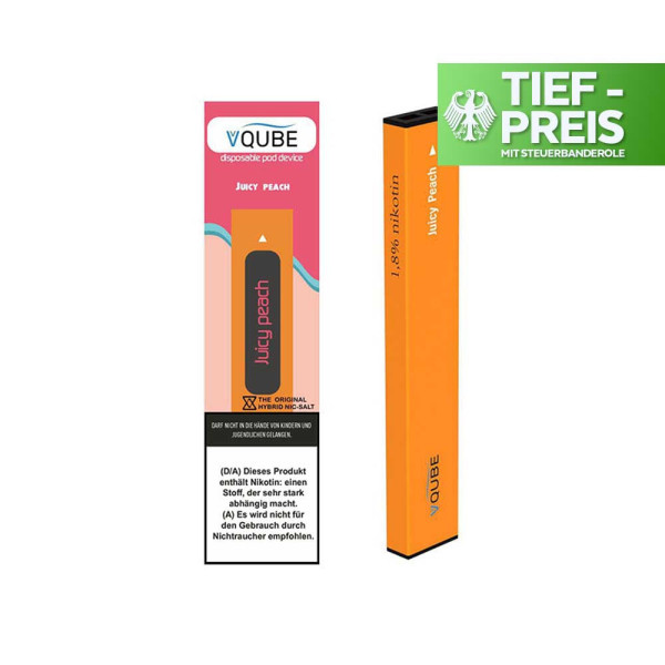 VQUBE 350 Einweg E-Zigaretten 18mg - Juicy Peach